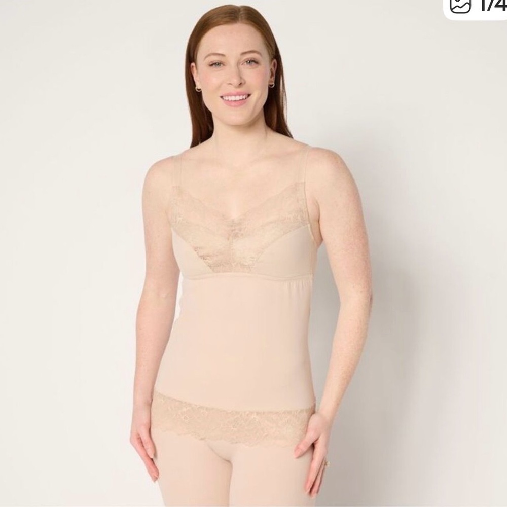 Breezies Lace Trim cami Nude. XL